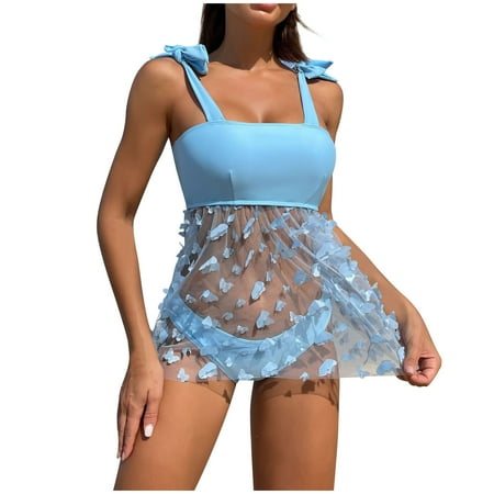 onlyliua Bathing Suit for Women Bikini Women Tankini Set Two Piece Swimsuit Tummy Control Tankini High Waisted Swimsuit Sexy Bikini Swimwear Summer Saving Clearance Swimsuit