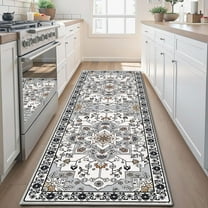 TECHVIDA 2'x6' Hallway Runner Rug Boho,Non Slip Machine Washable Rugs for Hallway Kitchen,Grayish Brown