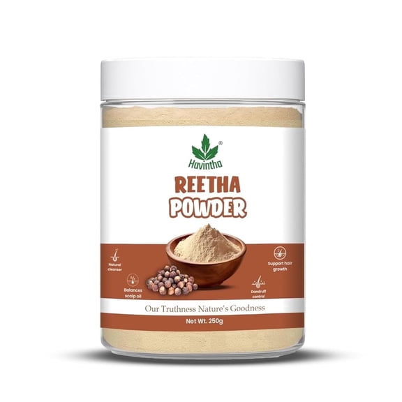 Havintha Natural Reetha (Soap Nut) Powder for Hair and Scalp Care, Herbal Hair Care Powder, 8.8 oz (250 g)