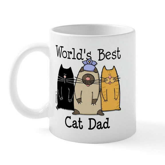 CafePress - World's Best Cat Dad Mug - 11 oz Ceramic Mug - Novelty Coffee Tea Cup