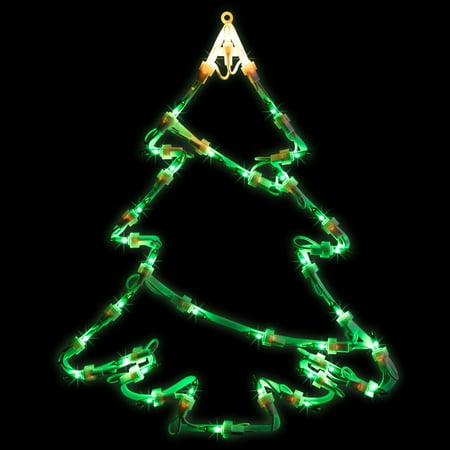 Northlight Lighted Christmas Tree Window Silhouette Decoration - 15 - Green and Yellow Lights