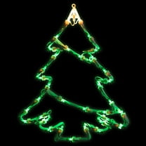 Northlight Lighted Christmas Tree Window Silhouette Decoration - 15" - Green and Yellow Lights