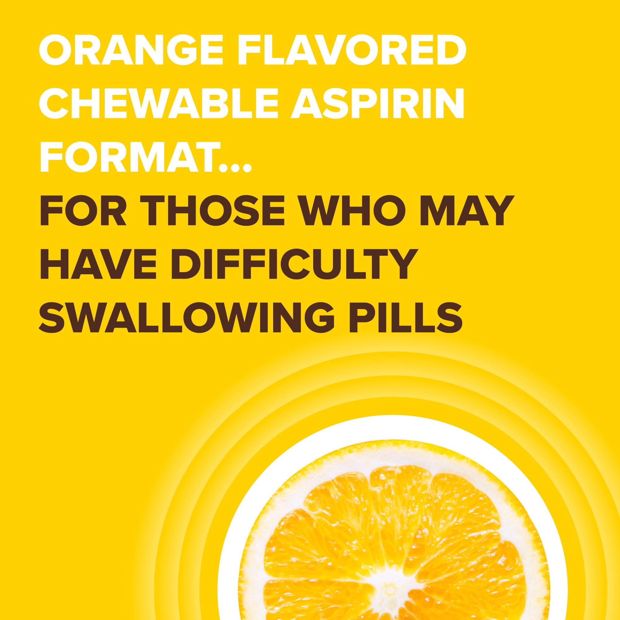 Bayer Chewable Aspirin Regimen Low Dose Pain Reliever Tablets, 81mg, Orange, 108 Count