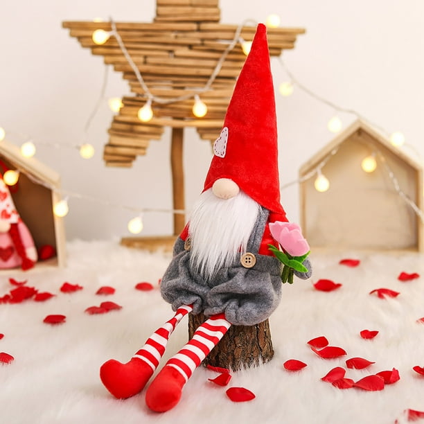 Adornos de San Valentín, decoración de muñecas sin rostro, adornos de gnomos enanos de Rodolfo, regalos de San Valentín, adornos de muñecas