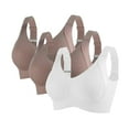 thumbnail image 1 of 3 Pack Women Plus Size Push-Up Bras No Underwire T-Shirt Bralettes Ribbed Full Coverage Sports Everyday Bras Multicolor, 40/90BCD, 1 of 7