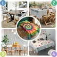 thumbnail image 4 of Rainbow Tie Dye Mandala Pattern Rectangle Tablecloth 60"x84",Waterproof Polyester Rectangle Table Cloth, Wipeable Spillproof Polyester Tablecloth for Dining, Camping, Indoor and Outdoor, 4 of 5