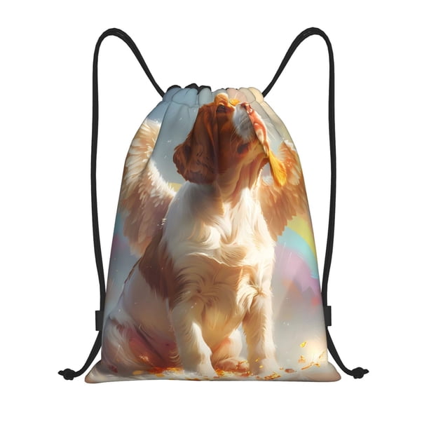 Fotbe Rainbow English Cocker Spaniel Bolsa Mochila con Cordón Estampada, Bolsa de Gimnasio Deportiva, Bolsa Cinch, Bolsa con Cordón para Hombres y Mujeres-Medium