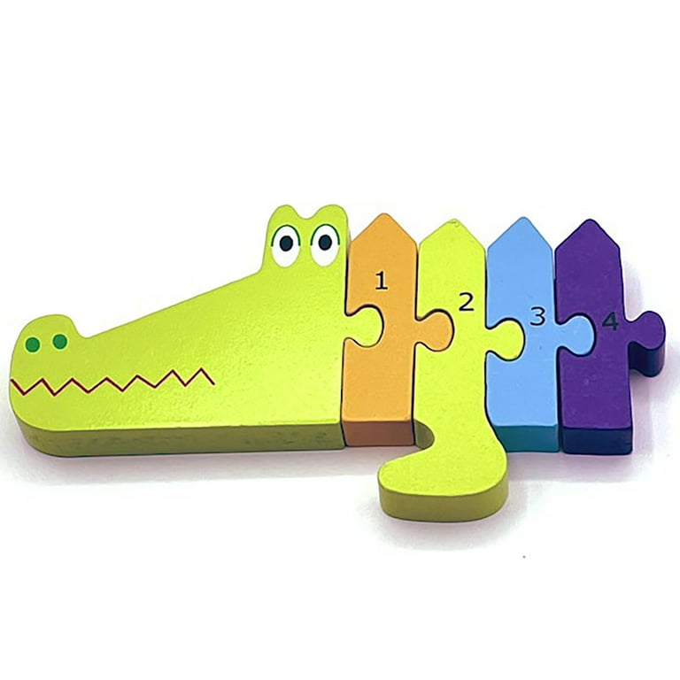 Orange Tree Toys: Crocodile Number Puzzle 11 Piece Wooden Animal