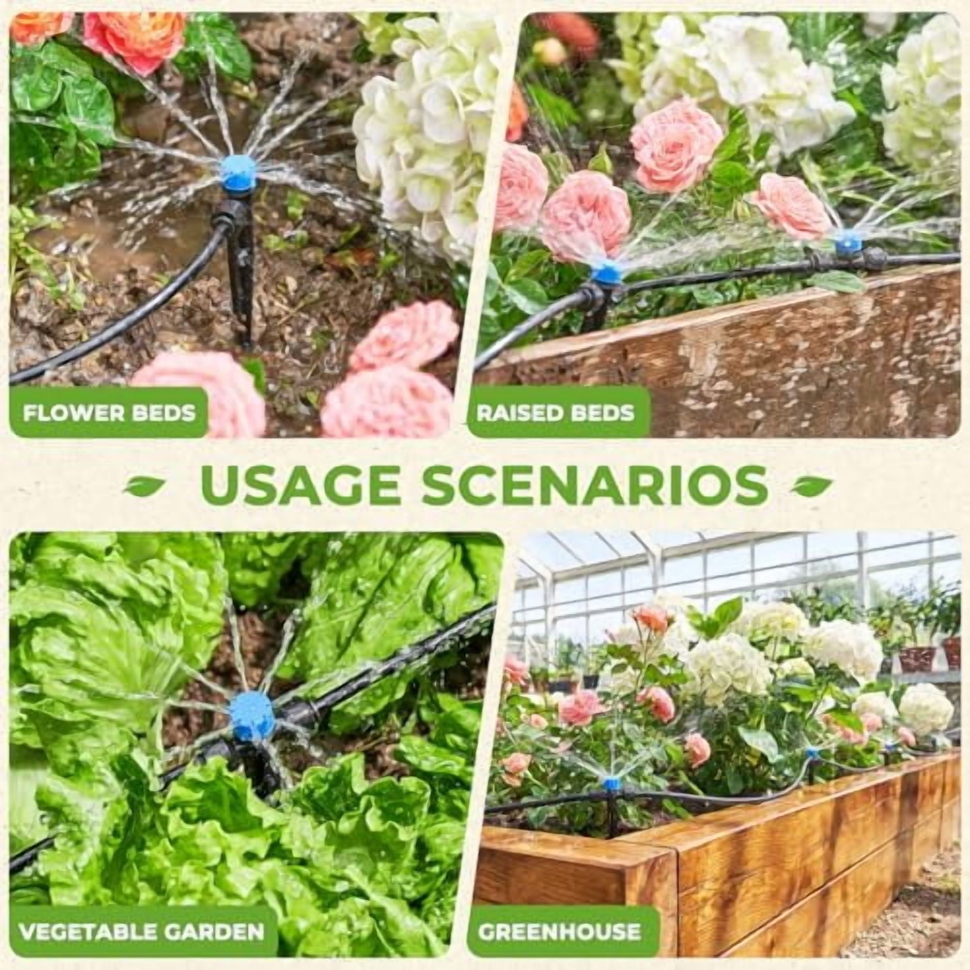 RibRave 200FT Garden Watering System, Drip Irrigation Kits for Plants, New Quick Connector, Blank Distribution Tubing, Saving Water Automatic Irrigation Equipment for Patio Lawn