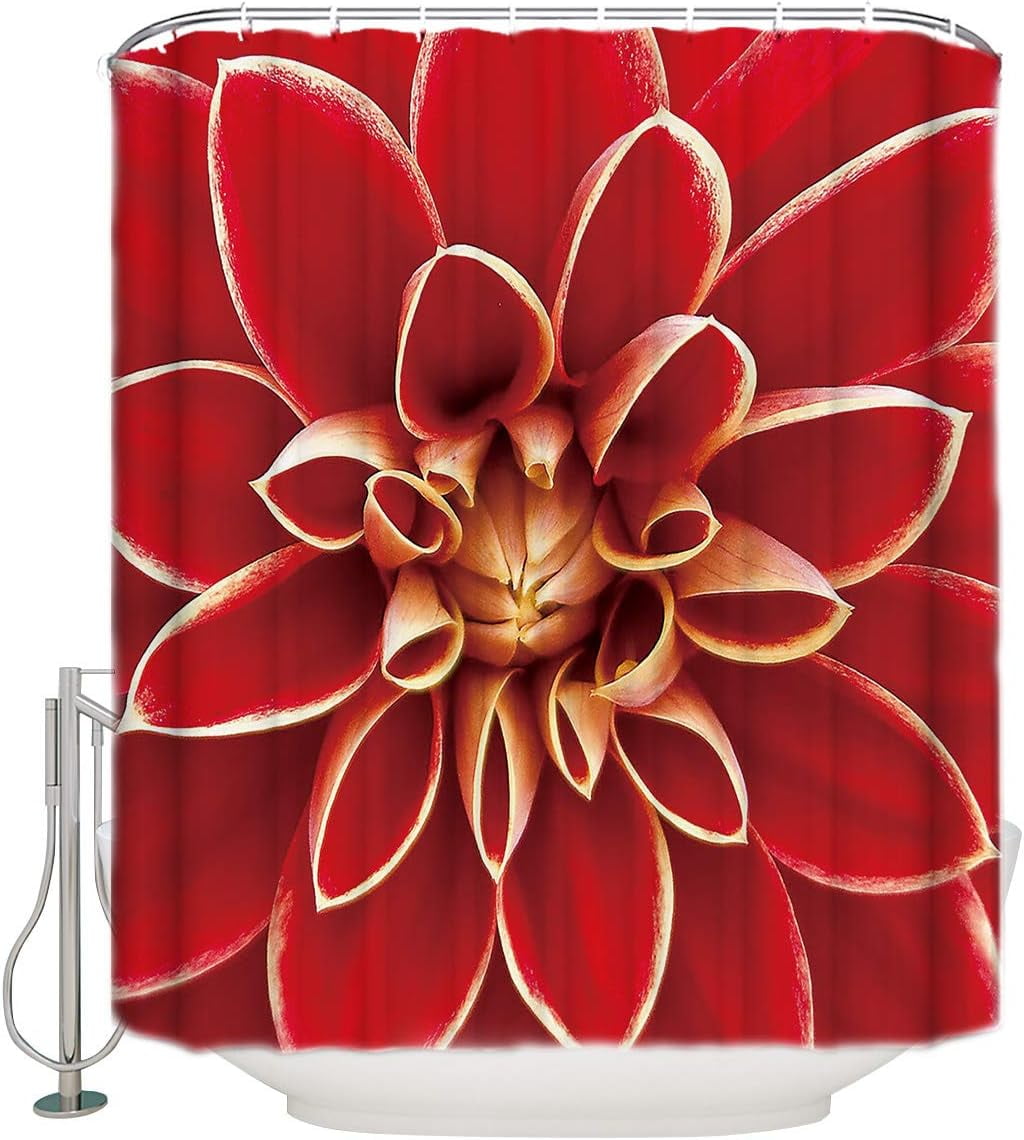 JOOCAR Dahlia Pinnata Flowers Botanical Prints Shower Curtain 72x72in