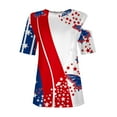 thumbnail image 5 of Fartey 4th of July Shirts for Women Proud Patriotic USA Flag Graphic Tshirts Elegant Short Sleeve Tees Classic Crewneck Buttons Blouses Tops Going Out Tops for Women, 5 of 7