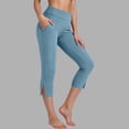 thumbnail image 3 of JUSLIO Womens Capris with Pockets Solid Workout Yoga Split Hem Capri Leggings, 3 of 9