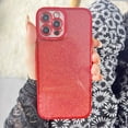 thumbnail image 3 of Compatible with iPhone 12 Pro Case Glitter Luxury Cute Clear Flexible Plating Cover Camera Protection Shockproof Phone Case for Women Girl Men Design for iPhone 12 Pro 6.1'' Red, 3 of 13