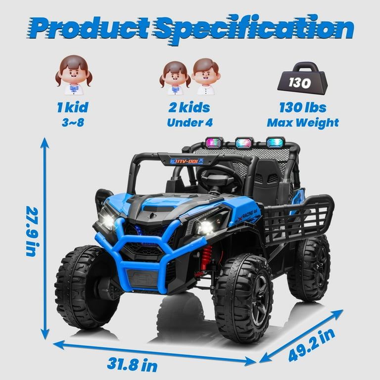JOYRACER 4WD 24V Ride on Toy Car with Dual XL Seats, 4*200W