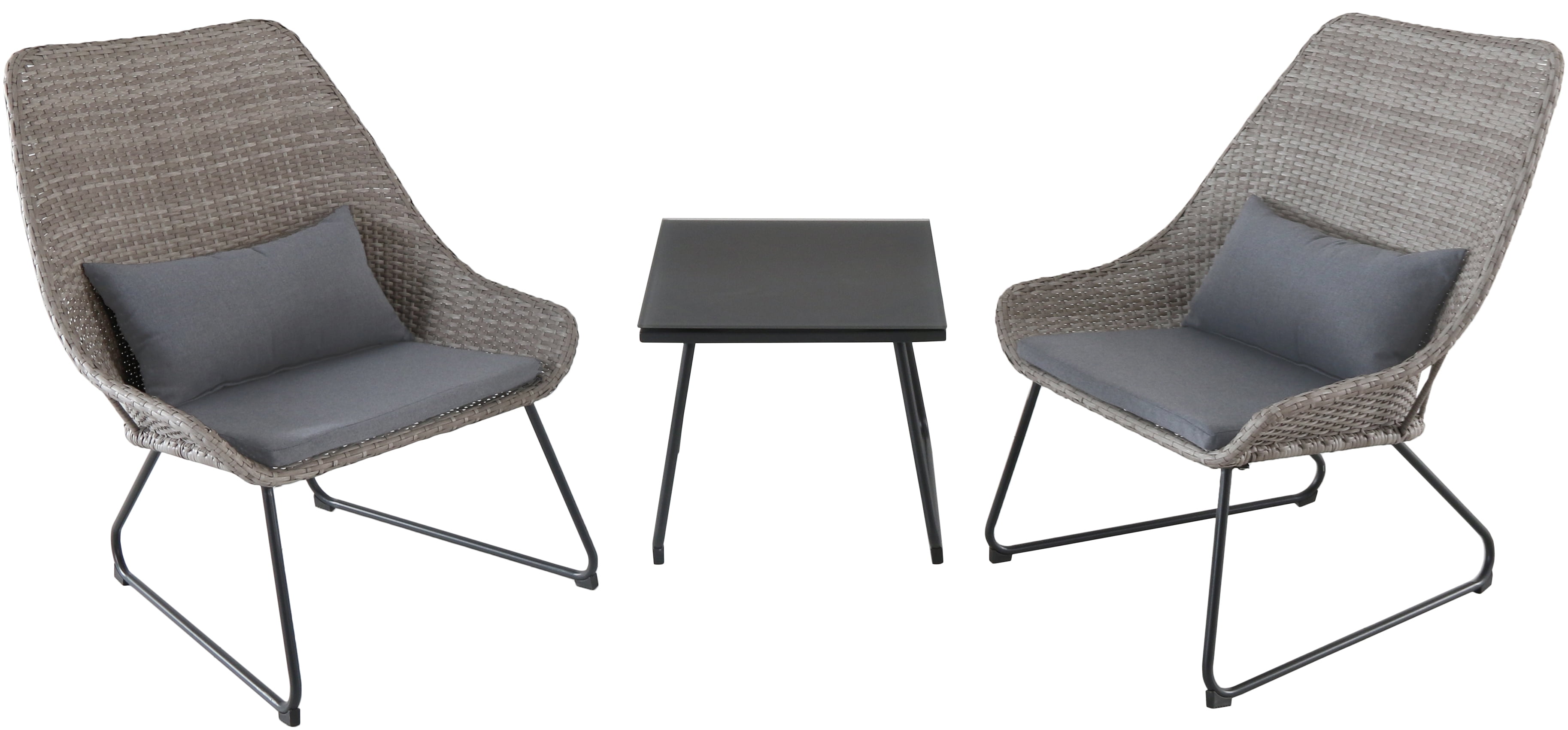 Mōd Furniture MONTK3PC-GRY Montauk 3-Piece Wicker Scoop Chat Set with Gray Cushions by Mod Furniture