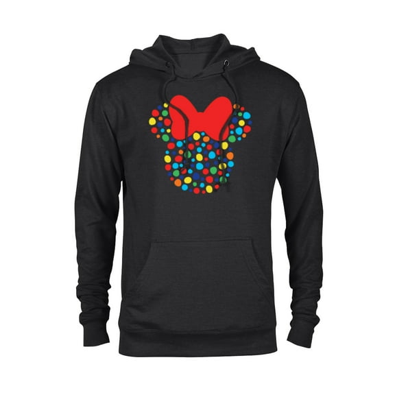 Disney Minnie Mouse Polka Dot Rainbow - Pullover Hoodie for Adults- Customized-Black