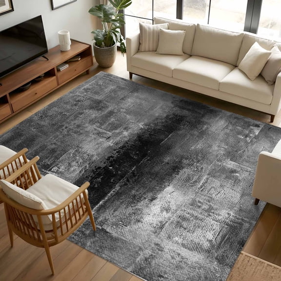 6x9 Area Rugs, Gray Non-Skid Rubber Backing Large Rectangle Rugs - Living Room Bedroom Home Office, Retro Oil Painting Modern Abstract Art Aesthetics Indoor Floor Mat Carpets Washable Rug