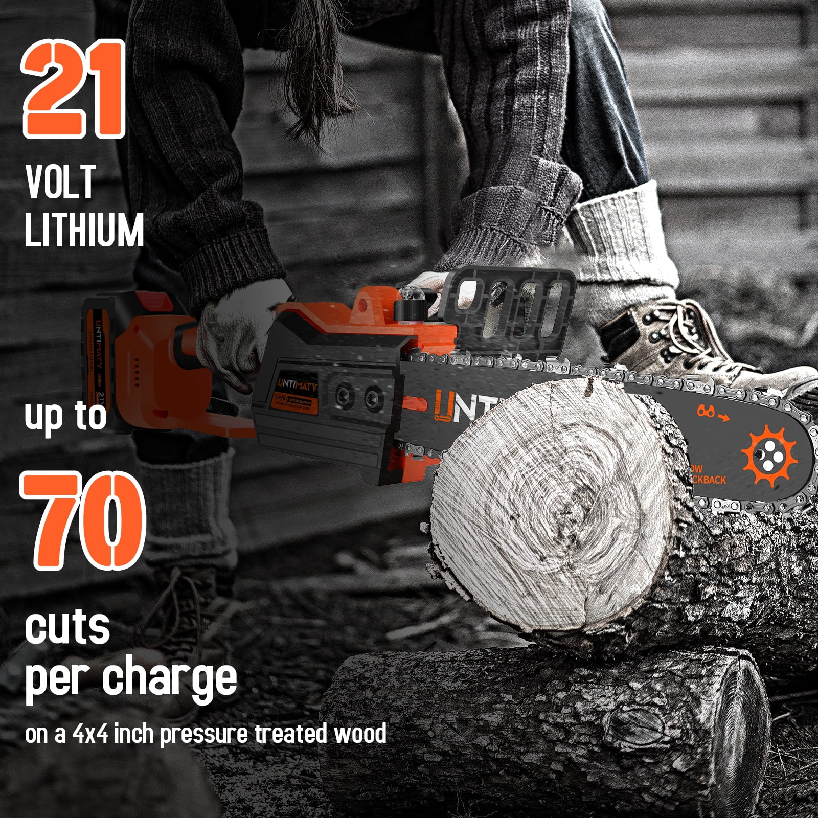 UNTIMATY Battery Chainsaw 12 inch Electric Chainsaw Cordless Chain Saw with Battery and Expending Pole for Wood Cutting and Tree Trimming
