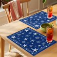 thumbnail image 4 of Navy Blue Coastal Placemats Set of 6 Summer Beach Starfish Shell Nautical Place Mats Indoor Wipeable Table Mats Washable Cloth Dining Table Placemats for Kitchen Holiday Party Home Decor 13x19 Inch, 4 of 9