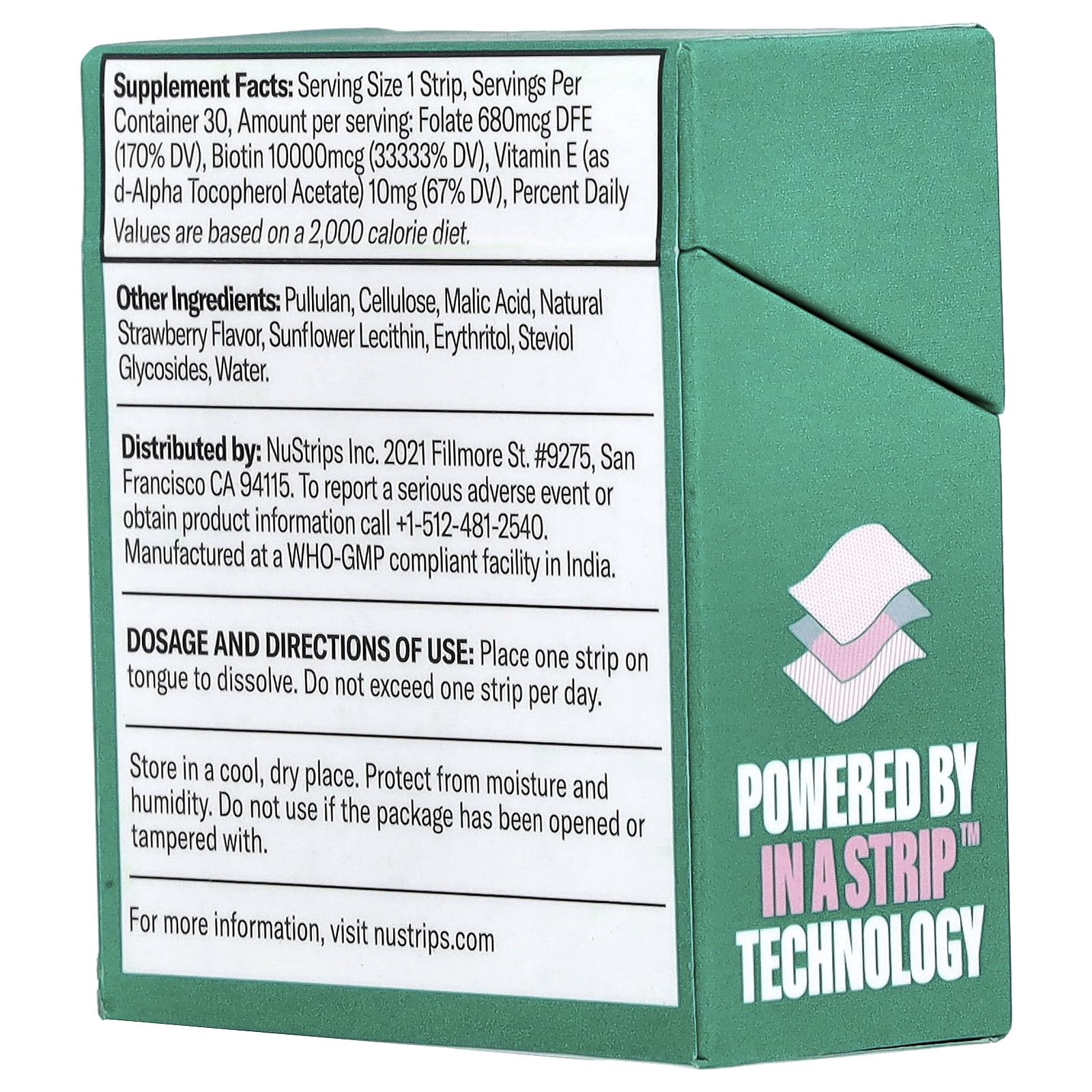 NuStrips Beauty in a Strip™ (30 Ct) - Biotin, Folate and Vitamin E
