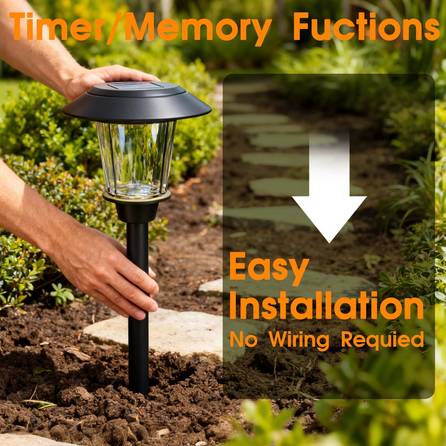 2 pack Solar Ground Lights Outdoor, IP65 Waterproof LED Ground Lights with 2 Modes (Steady & Rotating), Bright Solar Powered Pathway Lights for Garden, Lawn & Landscape Decoration