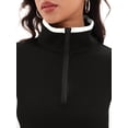 thumbnail image 6 of DARING DIVA Women's Quarter Zip Pullover Cropped Sweatshirt XL Black White, 6 of 7