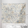 thumbnail image 1 of Vintage Tapestry, Oriental Scroll with Swirling Leaves with Eastern Design Inspirations, Fabric Wall Hanging Decor for Bedroom Living Room Dorm, 5 Sizes, Slate Blue Beige Tan, by Ambesonne, 1 of 1