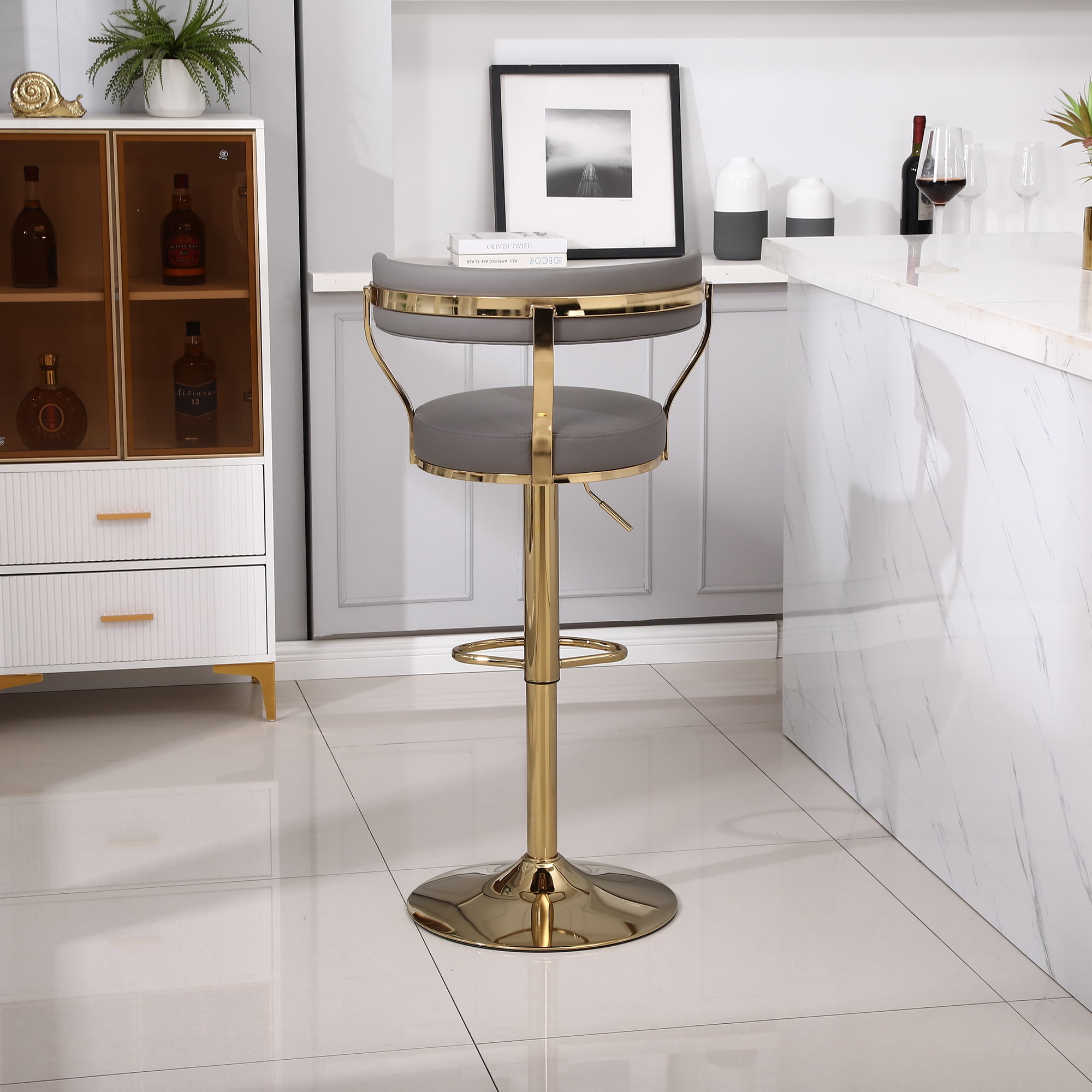 Kadyn Swivel Bar Stool, Counter Height Barstools with Back and Footrest, Adjustable Counter Height Dining Chairs for Kitchen, Grey Kadyn Swivel Bar Stool, Counter Height Barstools with Back and Footrest, Adjustable Counter Height Dining Chairs for Kitchen, Grey