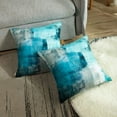 thumbnail image 4 of Throw Pillow Covers Modern Home Art Decor, 18 x 18 Inches Set of 2 Pillow Cases Decorative, Abstract Oil Painting Pillowcases for Bedroom, Living Room, Teal Peacock Blue, 4 of 6