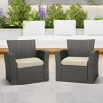 thumbnail image 2 of SSyao Outdoor Patio Furniture Chair Cushions, Set of 2 Square Seat Pads, 20" x 19" Weather-Resistant Cushions for Garden, Porch, Deck, or Balcony Seating, Beige, 2 of 9