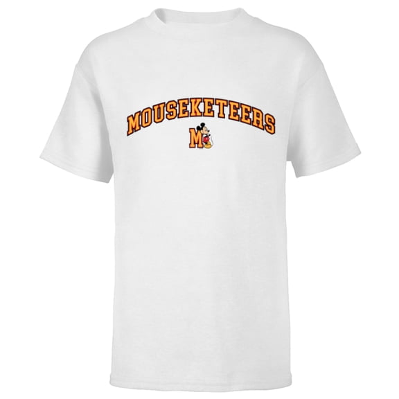 Disney Mickey Mouse Mouseketeers “M” Collegiate Sports Team- Short Sleeve T-Shirt for Kids - Customized-White