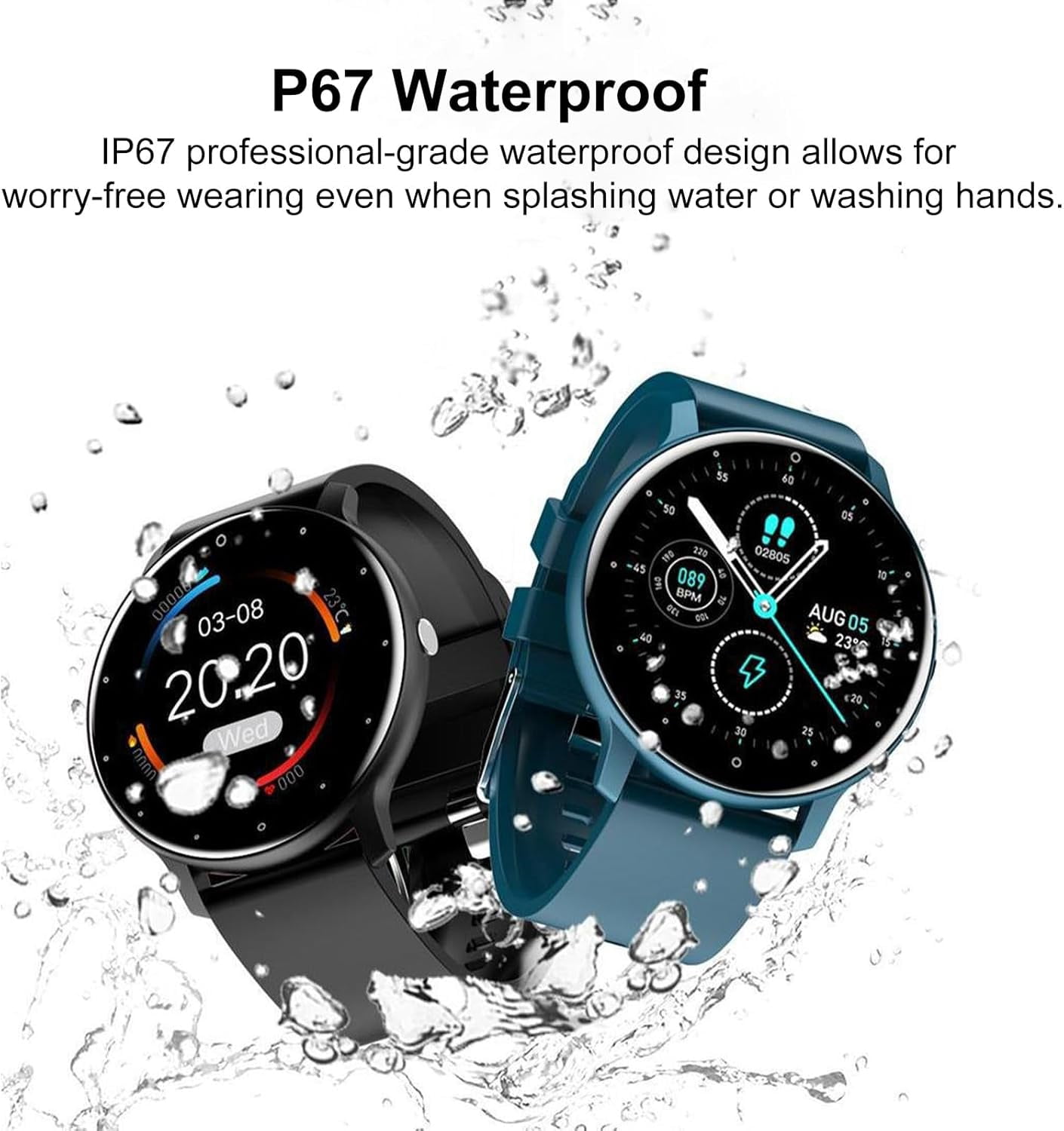 Aptofit Smartwatch - Ultra-Thin Lightweight Body for All-Day Comfort, Waterproof, Scientific Sleep Monitoring, Built-in Weather Forecast, Long-Lasting Battery (Blue)