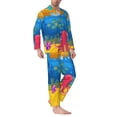 thumbnail image 2 of Lsque Submarine And Landscape Pattern Long Sleeve Pajama Set for Men - Soft 2-Piece Sleepwear and Loungewear Set with Pockets, Comfy Nightwear-Medium, 2 of 7