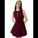 thumbnail image 3 of Vestido Mini Sin Mangas de Corte A para Mujer, de Verano, con Lazo, para Fiesta en Club, con Cremallera Corta Vino Tinto L, 3 of 10