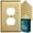 Brushed Gold, variant on Rio Salto BRASS Signature Collection MIDSIZE Metal Duplex Gold Outlet Cover or Light Switch Mid Size Wall Plate Single Duplex Receptacle Wallplate Covers 1 Gang Single Gang Brushed Brass 8-Pack