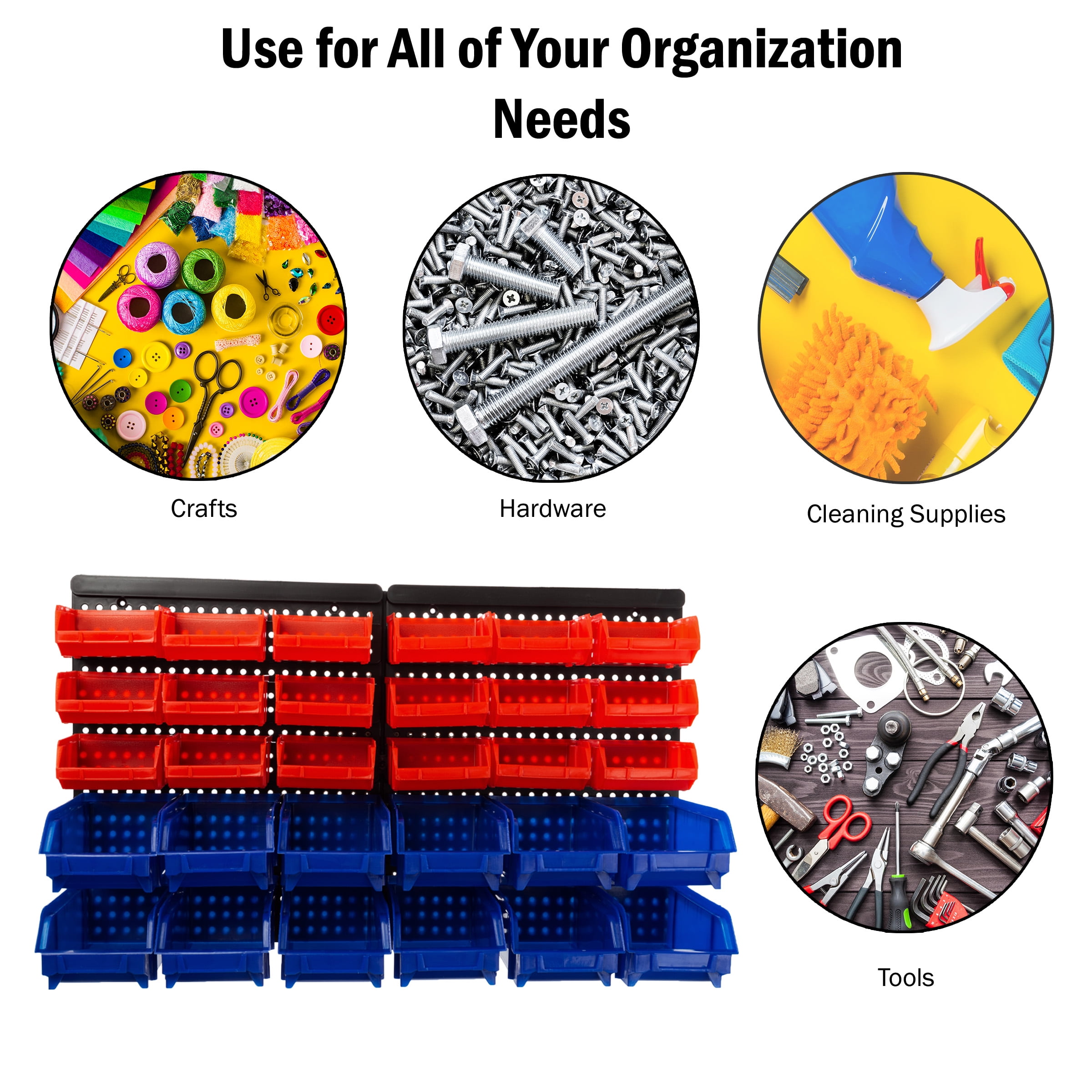 Garage Storage Bins - 30-Compartment Garage Organization, Craft Storage,  Tool Box Organizer Unit (/Red/Blue) by car accessories - AliExpress