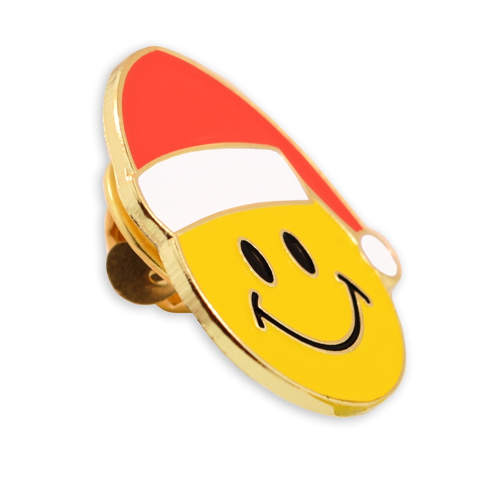 Walmart Associate Lapel Vest Pin Rollback Smiley With Red Felt Santa Hat