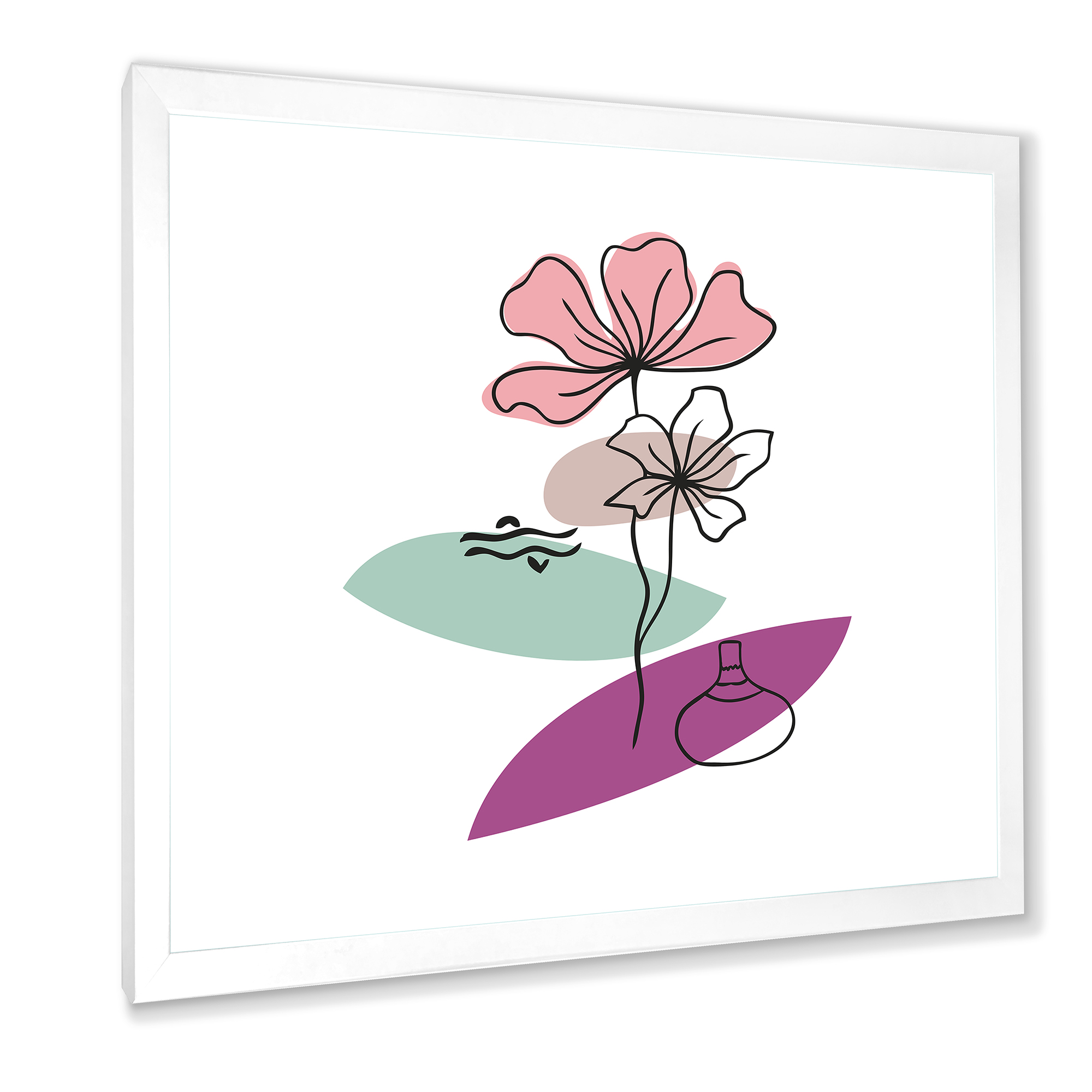 Designart 'Abstract Flowers Plants With Elementary Shapes IV' Modern Framed Art Print