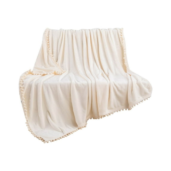 pdqouc Blanket Soft Throw Blanket with Pompom Fringe Lightweight Bed Blanket Fit Couch Sofa Blanket Soft Throw Blankets Halloween Holiday Party Couch Bed Decor