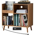 thumbnail image 3 of Weselon Armoire de Rangement pour Disques avec Prise de Courant, Support pour Tourne-Disque, Table pour Tourne-Disque Pouvant Contenir jusqu'à 250 Albums, Étagère d'Exposition pour Tourne-Disque avec Pattes en Bois pour Salon Chambre, Brun Noyer, 3 of 6