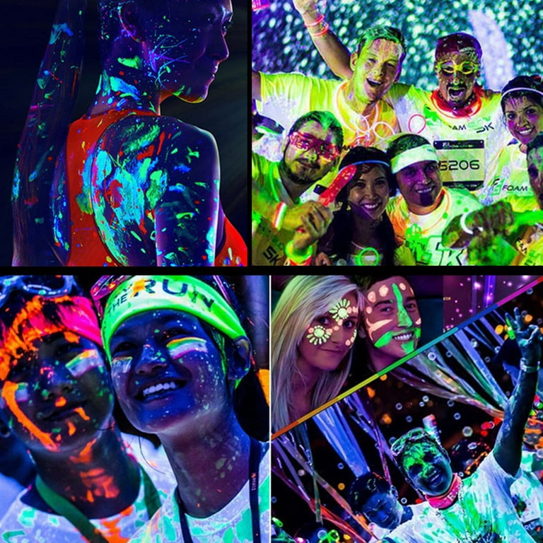 6 Pcs Glow in the Dark Body and Face Paint,Blacklight Neon Body  Paints,Washable Quicker Dry Fluorescent Face & Body Makeup for Party  Supplies