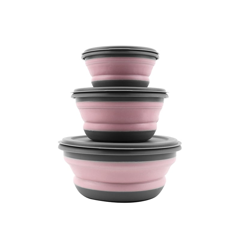 2set ACCEDE ThreePiece Collapsible Bowl Sets Portable Bowl Sets