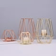 thumbnail image 5 of Home Large Brass Gold Metal Pillar Candle Holders, Nordic Style Iron Wire Geometric Elegant Tealight Holders, Centerpieces for Wedding, Home Decor, and Anniversary Bracket Decor, 5 of 8