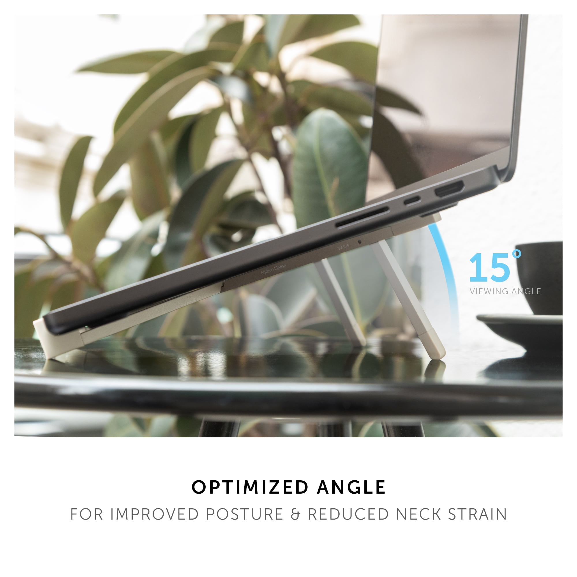 Native Union Fold Laptop Stand – Ultra-Slim Foldable & Portable Laptop Stand – Ergonomic & Optimized Viewing Angle – For MacBooks & Laptops, iPads & Tablets (SandStone)