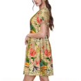 thumbnail image 2 of Easygdp Vintage Bird para Vestido Transpirable de Mujer, Vestido Suelto de Manga Corta con Pliegues y Bolsillos para el Verano, 2 of 6