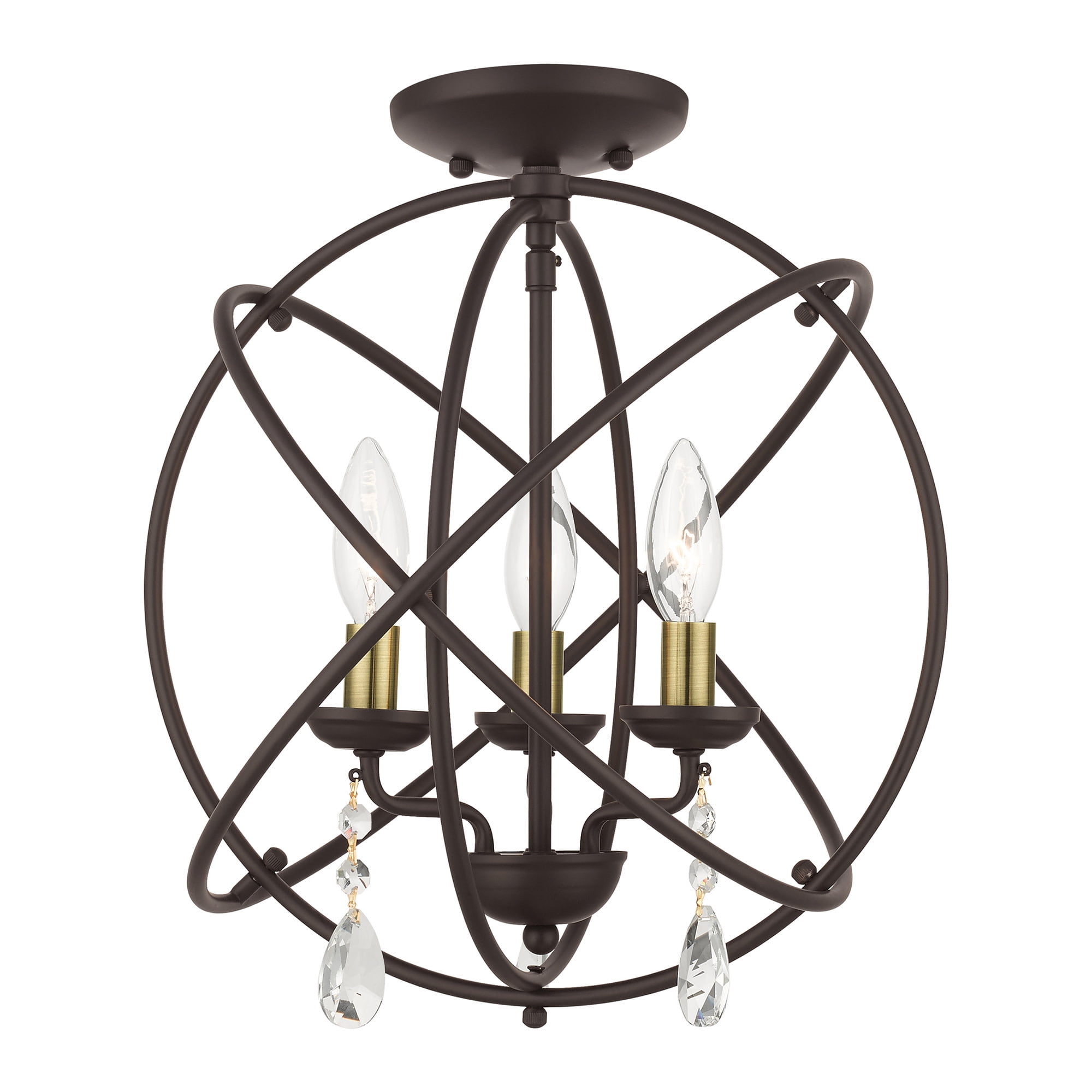 Livex Lighting 40904-91 Aria 3 Light BN Mini Chandelier/Ceiling Mount, 40904-91 Aria