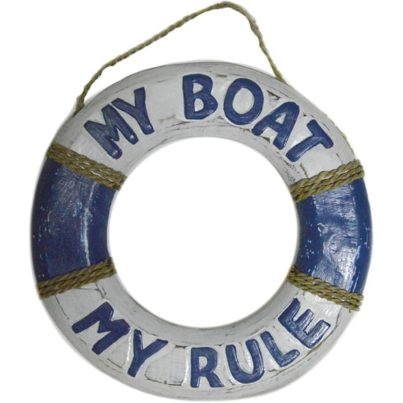 Hand Carved My Boat My Rules Lifesaver Buoy Tiki Bar Sign