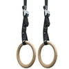 Valor Fitness Wood Gymnastics Rings With Straps-Nylon Ratchet Straps for Pull Ups