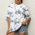 thumbnail image 5 of AKOEE Tie Dye T-Shirts Womens Oversized Fit Summer Crewneck Short Sleeve Tops Loose Casual Workout Tees (M, White), 5 of 8