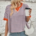 thumbnail image 5 of Ediodpoh Women's Casual Striped Batwing Sleeve T Shirt Soft Round Neck Summer Top for Home Outdoor Wear with Jeans Tshirts Shirts for Women Orange XL, 5 of 9